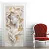 Stylish Gold Leaf Abstract Door Sticker - Elegant 3D Sculptural Feminine Art Door Sticker, Removable Self-Adhesive Wallpaper