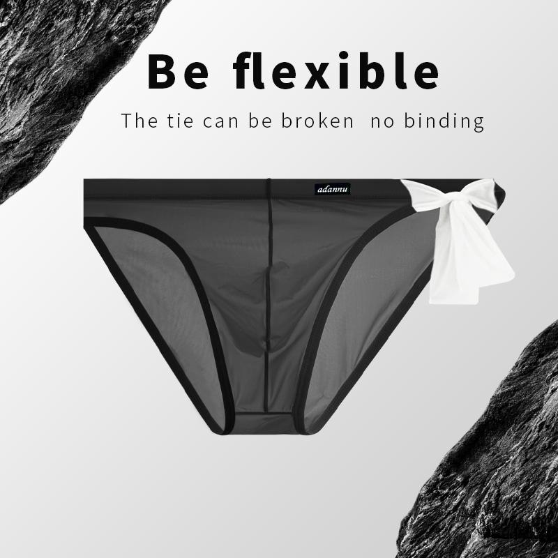Σέξι ανδρικά εσώρουχα Hollow Bandage, Ice Silk Soft ανδρικά σλιπ με χαμηλή μέση, διαφανές εξαιρετικά λεπτό εσώρουχο Quick Dry U Convex σώβρακο