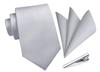 [HISDERN] White Tie, Hochzeit, Formale Herrenmarke, Krawatte und Einstecktuch 3-teiliges Set, Unifarben, Geschenk, Luxus, Schachtel enthalten, Business, Feier,