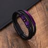 1pc Strong Magnetic Clasp Bracelet | Black & Purple Accent Wristband, Durable PU Leather-like Strap, Elegant Men's, for Everyday, Party, Formal Events