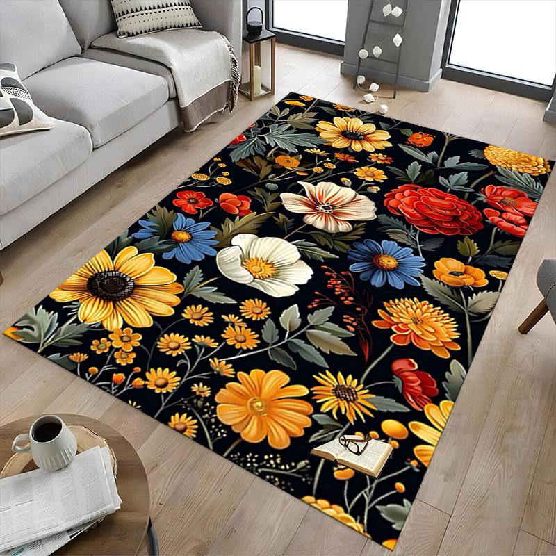 1PC Floral Pattern Extra Large Non Slip Floor carpet, Office, family, Studio Large Area Rug Indoor Rugs, Bold Statement Piece