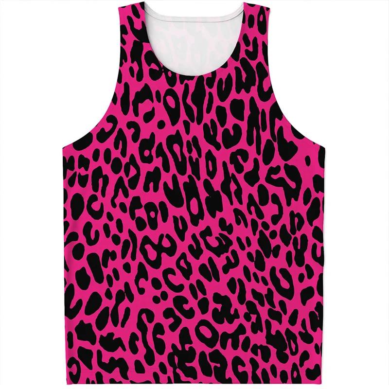 Unterhemd 3D-Druck Leopard Tanktop Für Herren Sommer Lässig Ärmelloses T-Shirt Tierhaut Grafik Sporttops