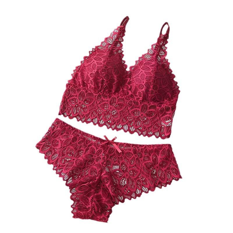 Summer Women's Wireless Lace French Bra & Panty Set – Breathable & Skin-Friendly.