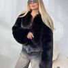 KOSY Autumn Winter Women Faux Fur Jacket Open Front Fluffy Long Hair Cropped Coat Black White