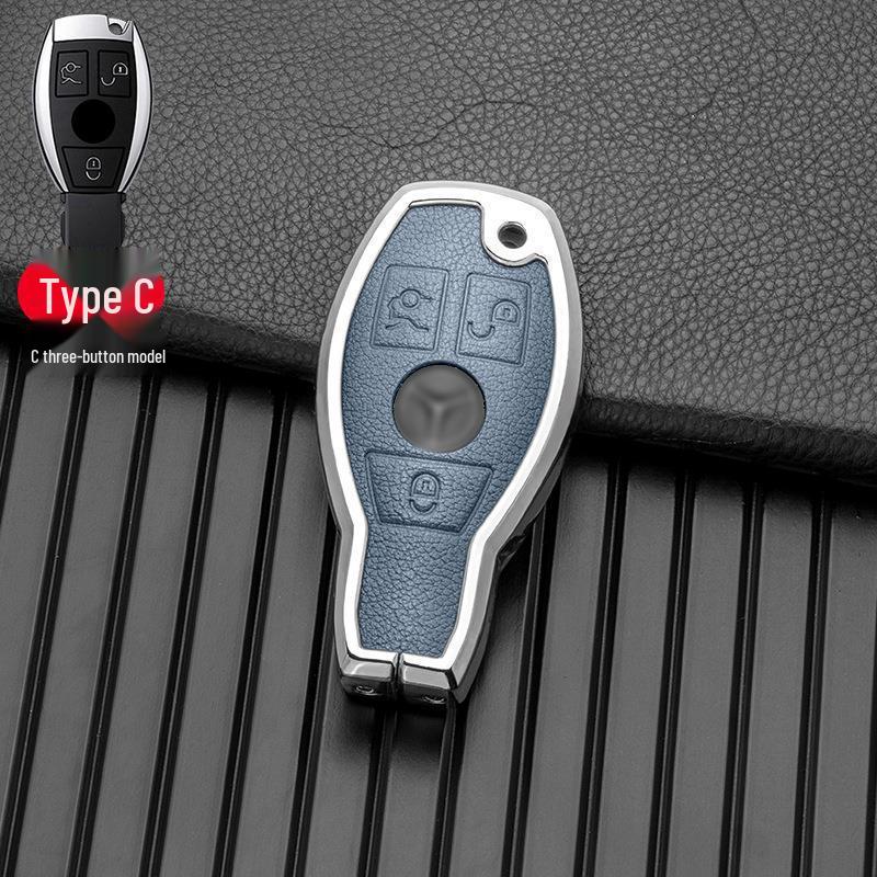 Compatible with Mercedes-Benz GLA, GLC, V-Class, A-Class, and C-Class 2018-2019 Models, This Two/three-button Full-cover Metal Key Case.