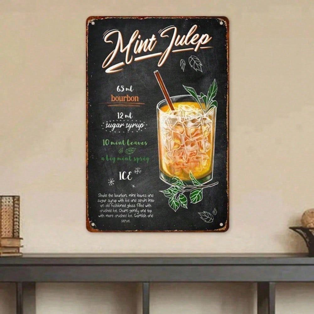 

Vintage Whiskey Sour Cocktail Metal Sign, Bar Tin Poster 8x12 Inch