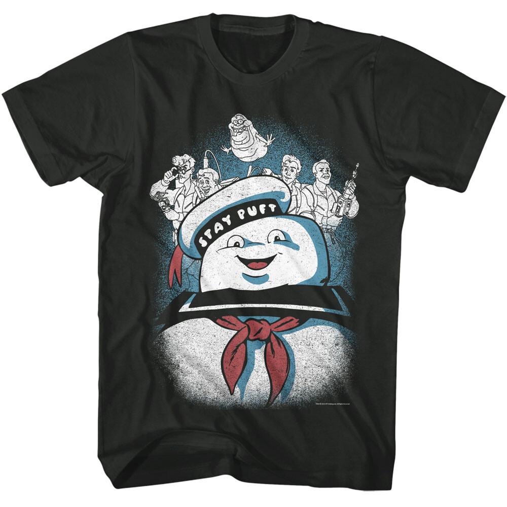The Real Ghost Busters Cast Slimer Big Stay Puft Marshmallow Man Men T Shirt XXL