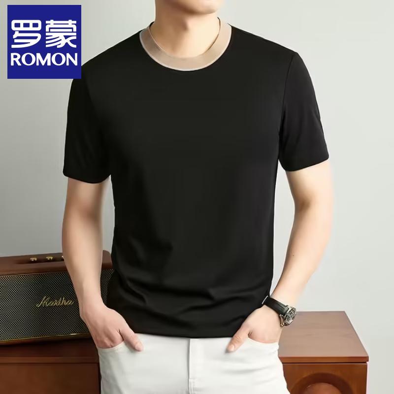 Luomeng Men's Summer Casual Round Neck Short Sleeve T-Shirt