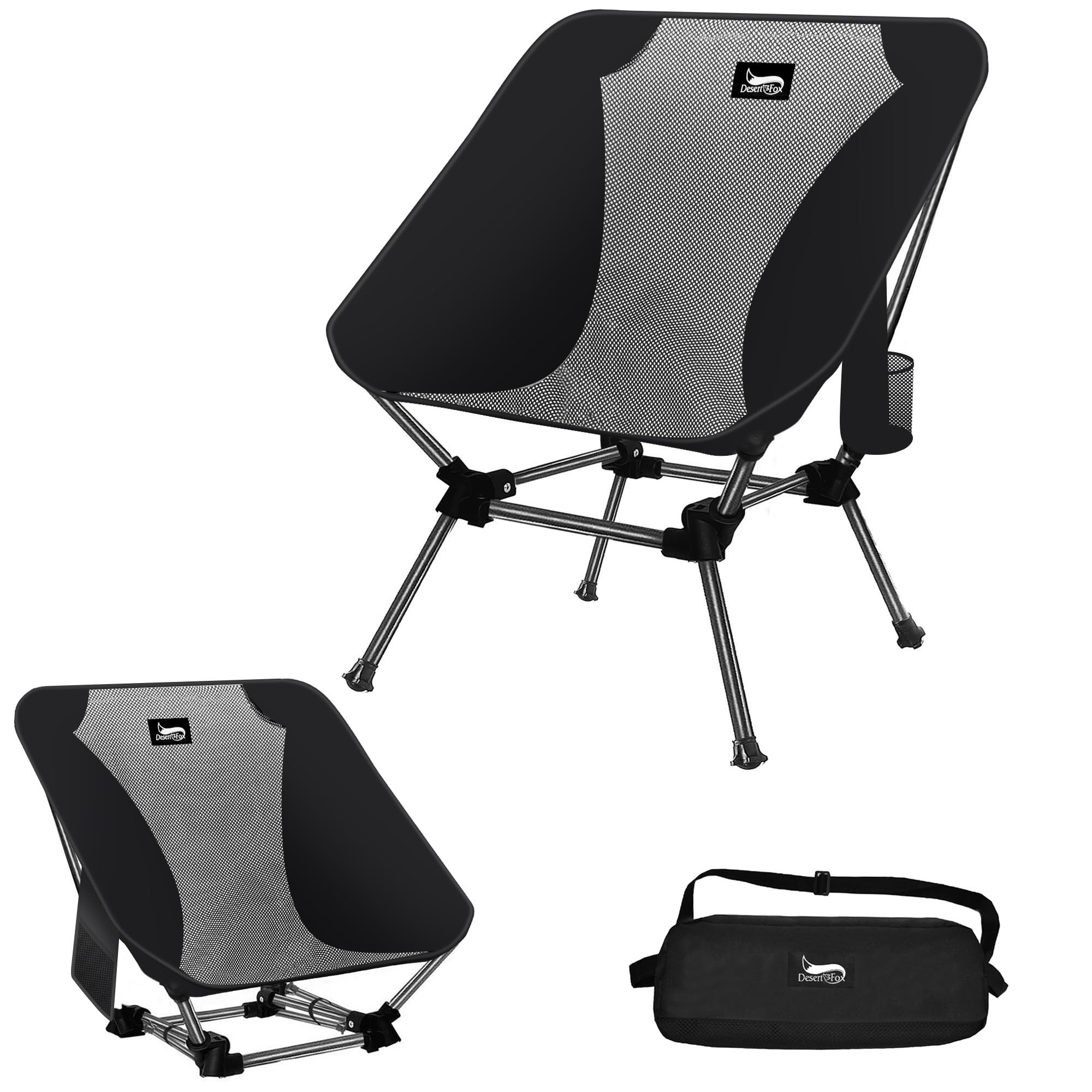 

DesertFox Outdoor Chair Grand Low Chair Cool Fabric Summer Camping Chair Low Chair Ground Chair Lightweight Developed Cup With Pocket Load Capacity чёрный