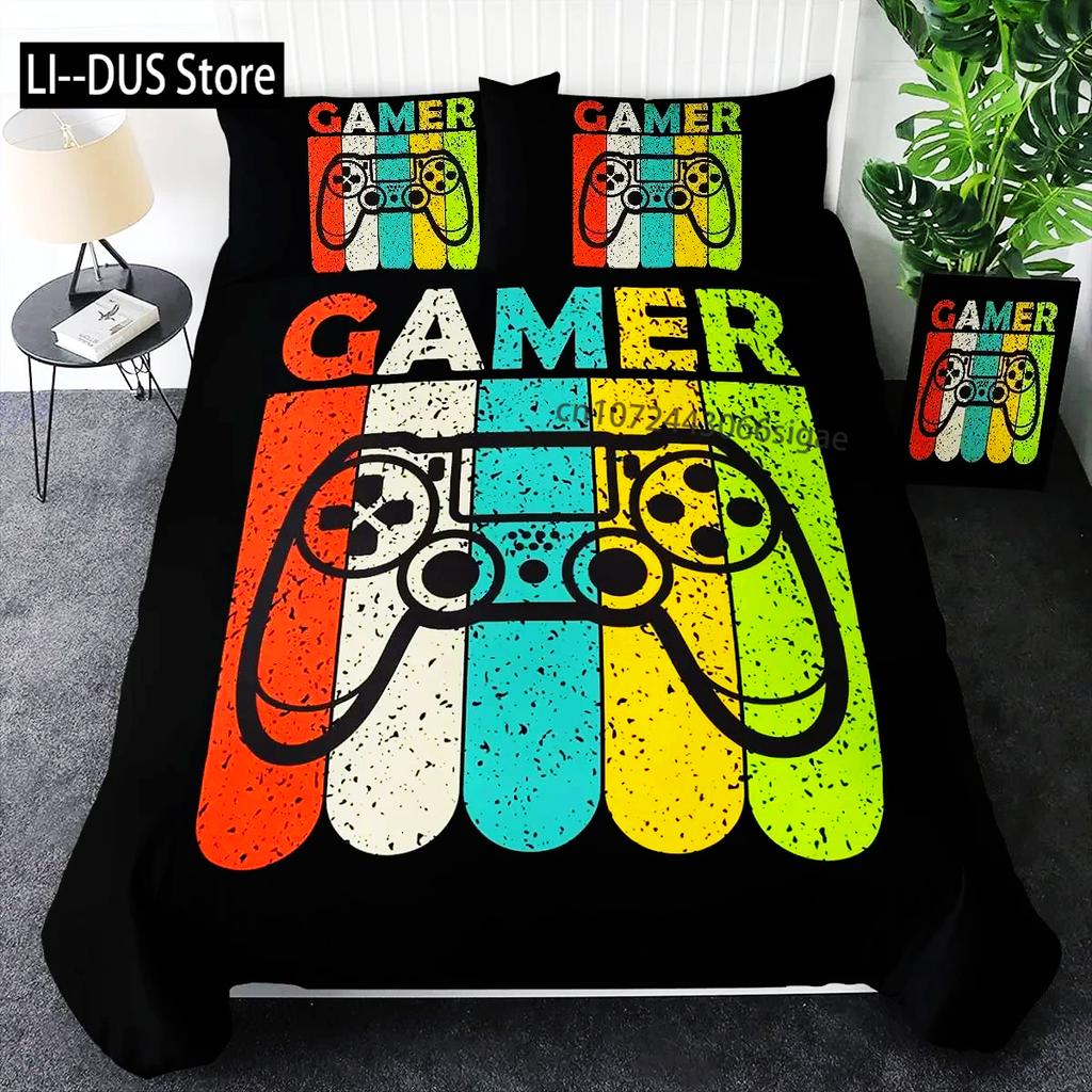 Gaming Bedding Set Game Bed Cover 135 For Adults Boys Soft Microfiber Modern Gamepad Duvet Cover Decorative With Pillowcase
