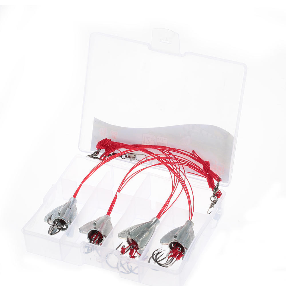 4 Stück Angel-Anti-Hänge-6-in-1 Explosionshaken aus Kohlenstoffstahl, Karpfen-Angelhaken mit Gewicht