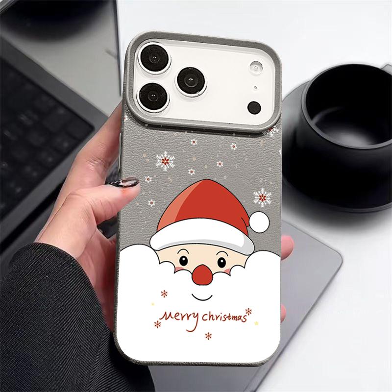 Festliches Guckender Weihnachtsmann Design Schutzhülle für iPhone 17 Pro Max Air 16 15 14 13 Muster TPU Weiche Handyhülle Abdeckung