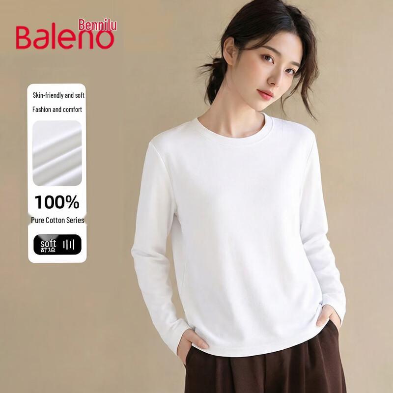 Baleno Women's 100% Cotton Loose Fit Long Sleeve Round Neck T-shirt