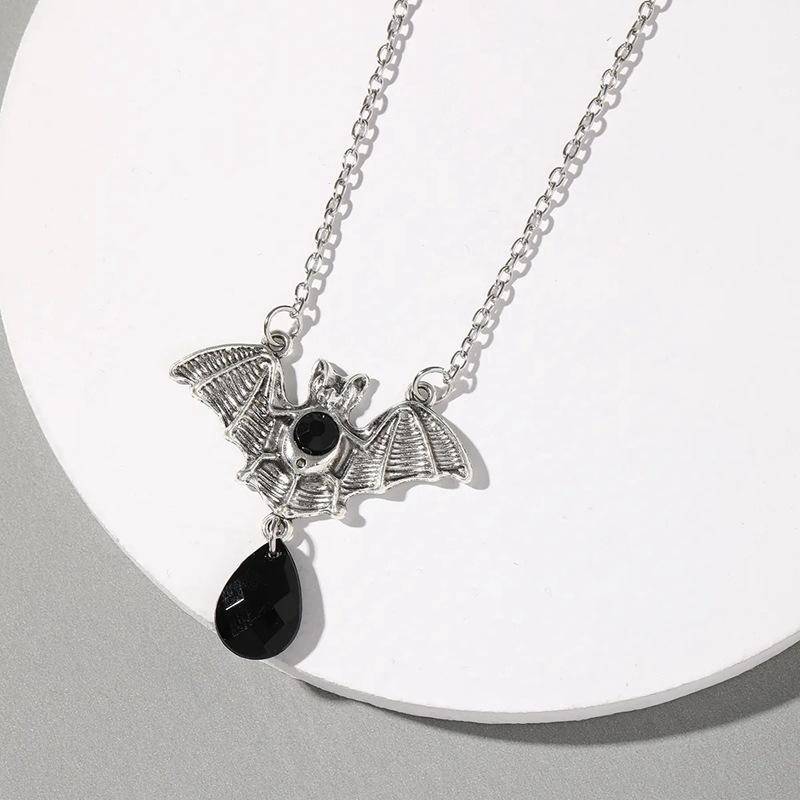 Gothic Vampire Bat Silver Necklace Acrylic Steampunk Witch Halloween