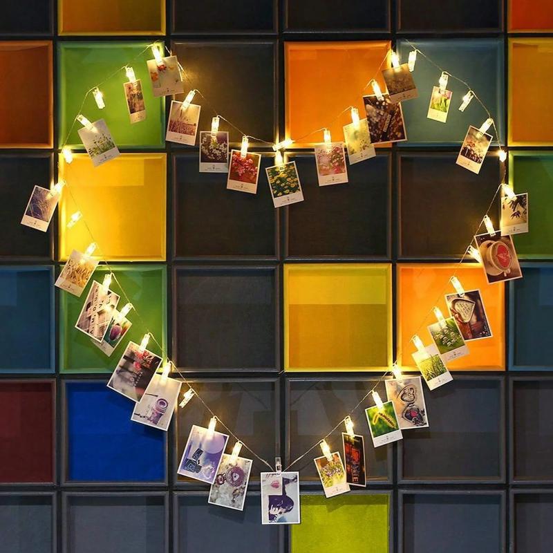 LED Photo Clip Fairy String Lights Transparent Clips Wall Hanging Lights Picture Card Decor for Wedding Birthday Party