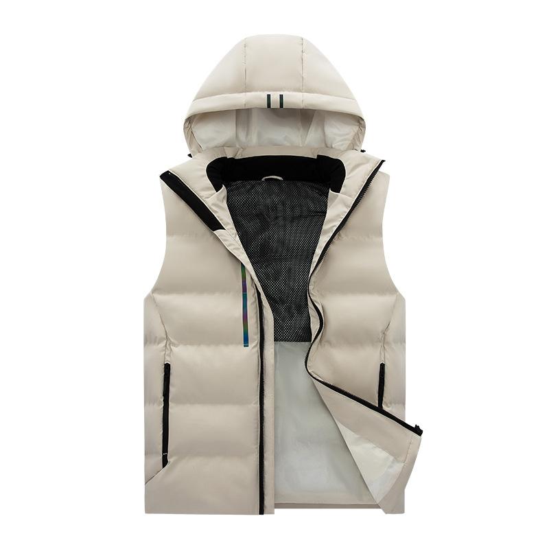 2025 winter new vest men's fashion casual stand-up collar couple's solid color bread jacket vest