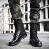 Scarpe da Uomo Moda Stivali di Sicurezza Stivali Alti in Pelle Nera Scarpe da Esterno per Uomo Stivali da Combattimento Tattici Stivali da Escursionismo Antiscivolo