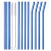 12Pcs Pink High Borosilicate Glass Straw Set Reusable Eco Friendly Drinking Straw for Smoothies Cocktails Bar Accessories