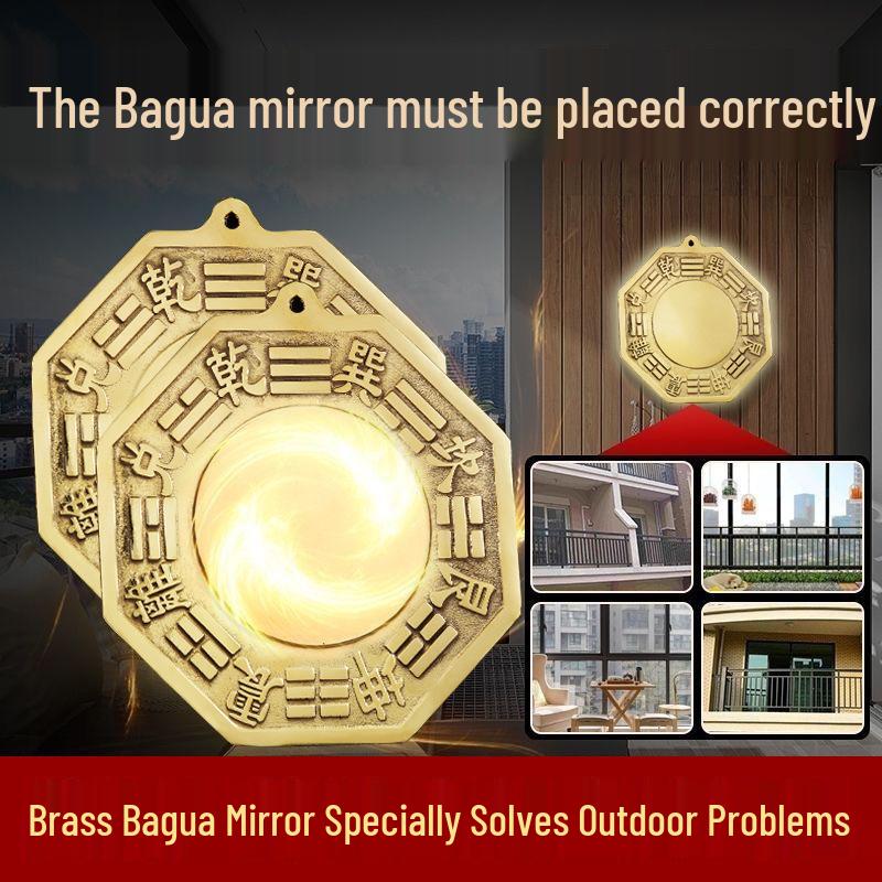 Bagua Mirror: Convex Tai Chi Brass Mirror for Home, Entrance, Living Room & Desktop Decor