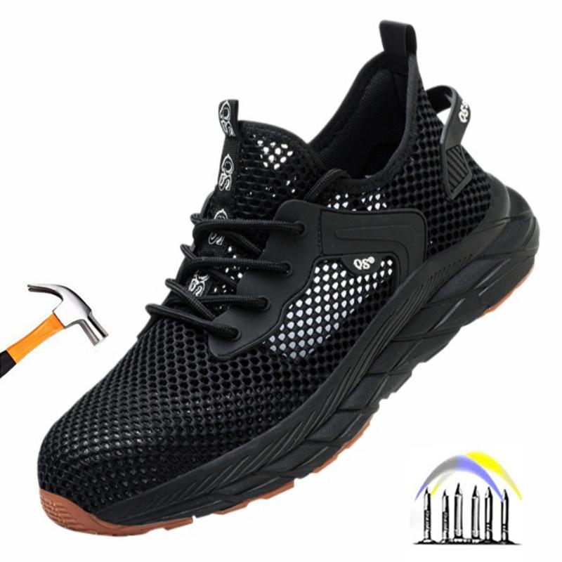 Summer Safety Shoes Men Breathable Mesh Work Shoes With A Steel Toe Industrial Anti-Slip Work Shoes Light Sneakers Women Boots
