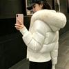 Womens Warm Puffer Coat With Faux Fur Trim Hood Water-Resistant Quilted Cotton Jacket Short Length Winter Outerwear