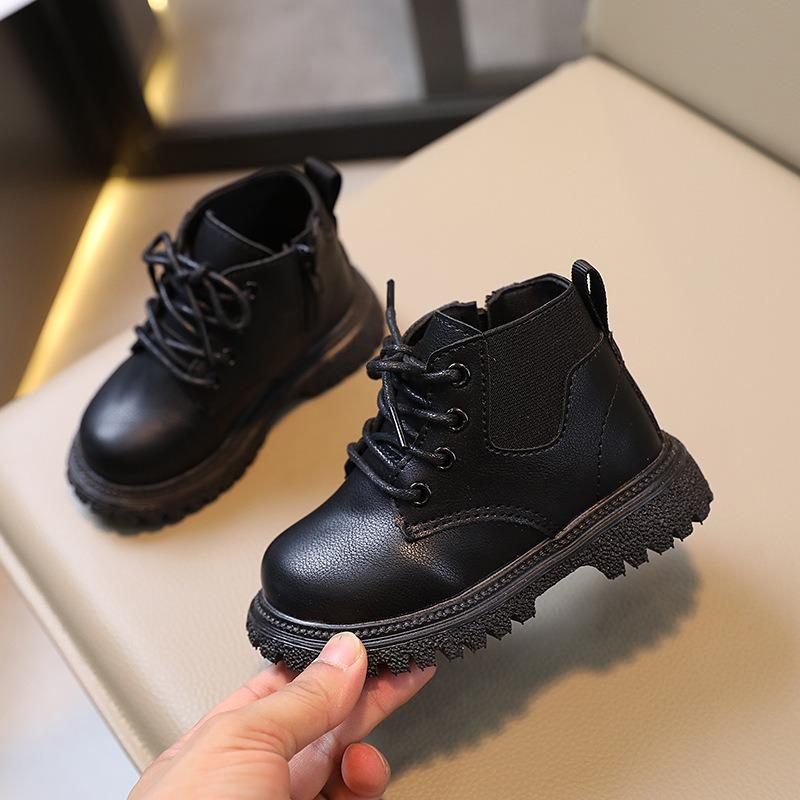 Autumn New Style Children's Fashion British Short Boots / Boys' Side-Zipper Trendy Martin Boots / Girls' Soft-Sole Casual Boots (Solid Color)