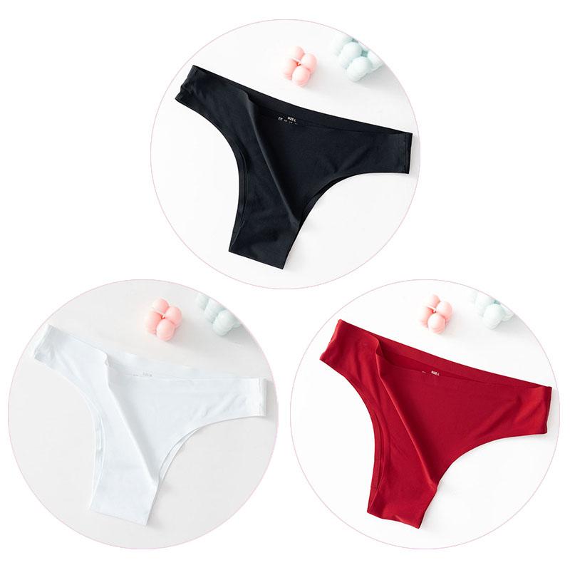 

3шт/комплект сексуальные бесшовные ледяные шелковые дышащие трусики стринги с низкой талией женские бикини трусы нижнее белье XL