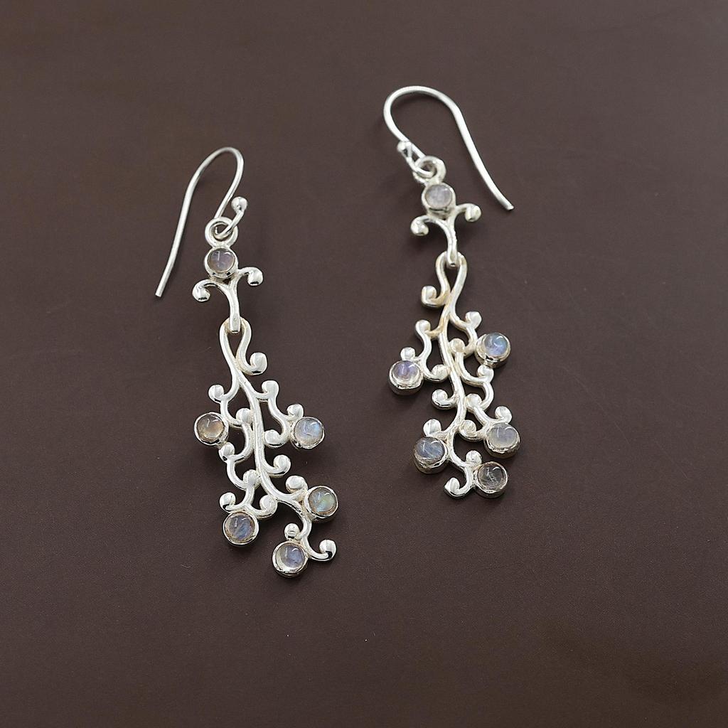 Natural Moonstone Silver Earring, June Birthstone Earring, 925 Sterling Silver Handmade Jewelry, Silver Dangle Earring, Gift For Her Ar6671