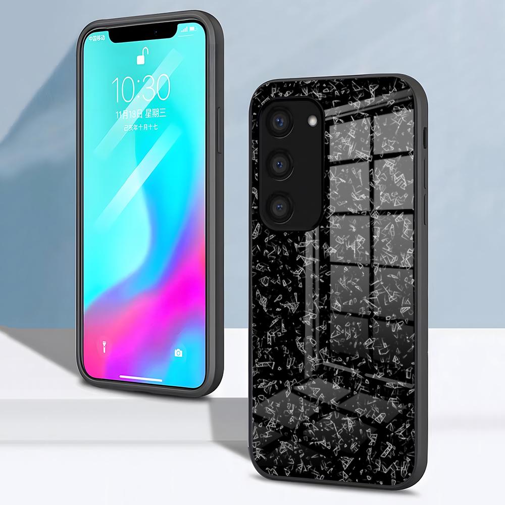 Forged Carbon Fundas Phone Case For Samsung S26 S25 S24 FE S23 S22 S21 Plus S20 Ultra Note20Ultra Black Glass Cover