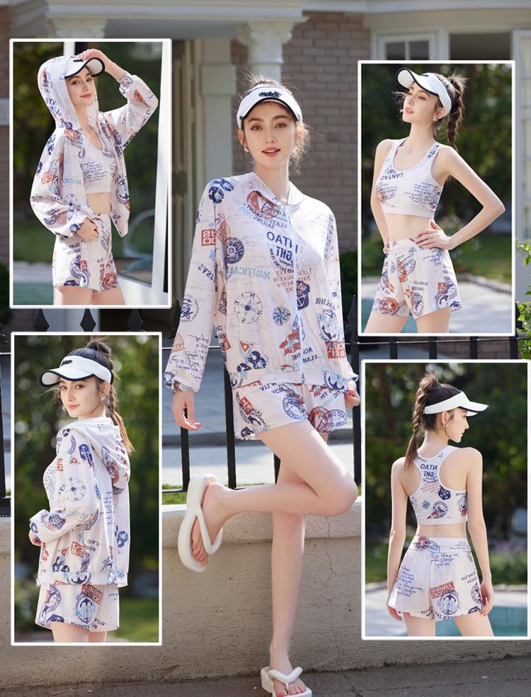 Korean Style Women's Three-Piece Swimsuit Set with Slimming Cover-Up: Sun Protection & Conservative Holiday Swimwear