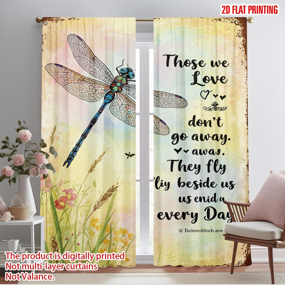 

2pcs 2D flat printing Curtains Dragonfly Love Fly Everyday 100% Polyester Without Electricity All Season Party & Holiday Decor 52.50×116.00 CM 2pcs