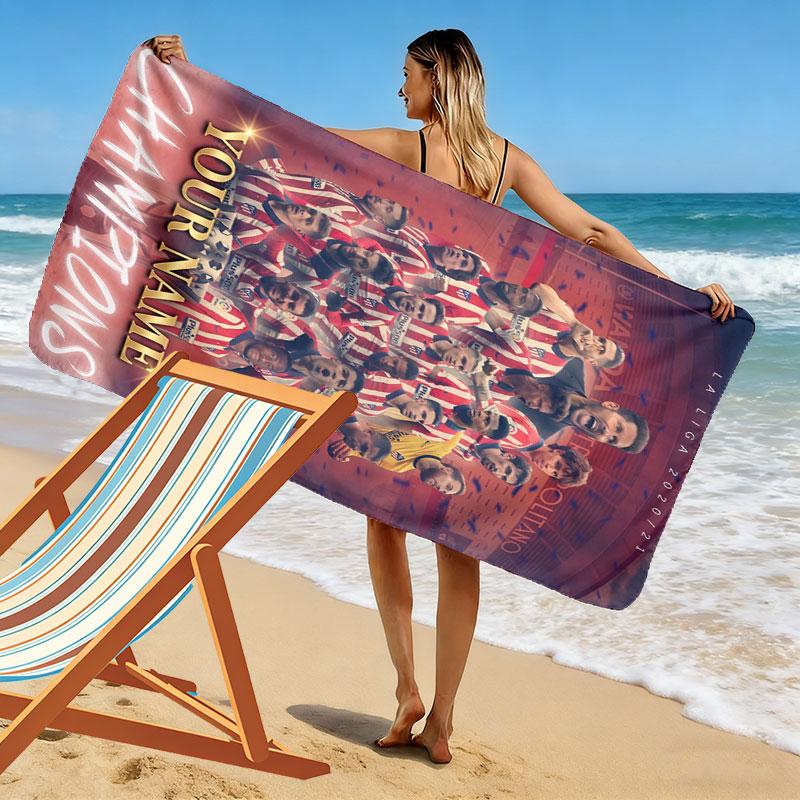 Custom Athletic Bilbao Print Beach Towel, Large Soft Quick Dry Towel for Beach Camping Swimming
