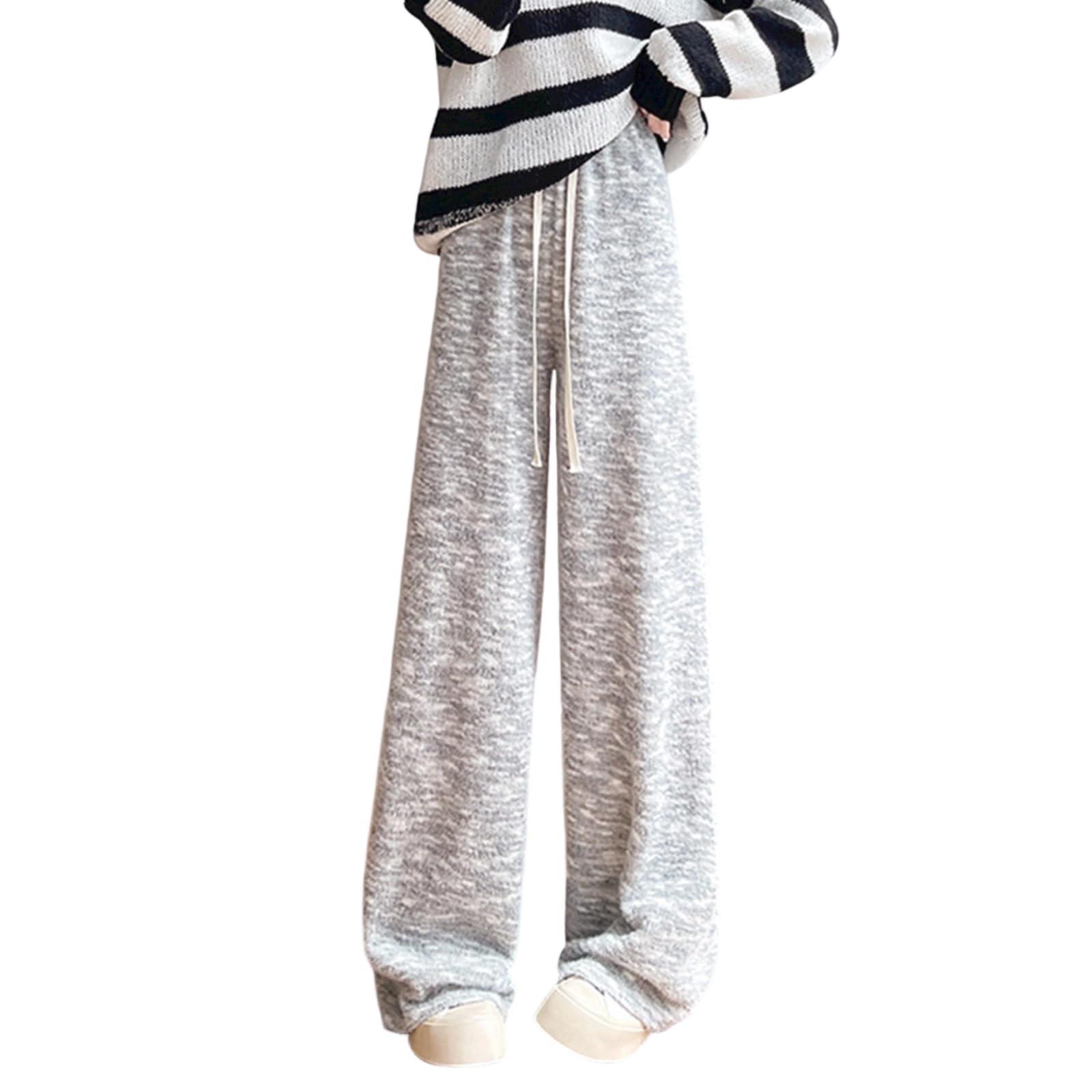 

Women s Fleece Wide-leg Pants, High-waisted Drape Glutinous Rice Pants, Casual Straight-leg Thickened Woolen Pants One Size