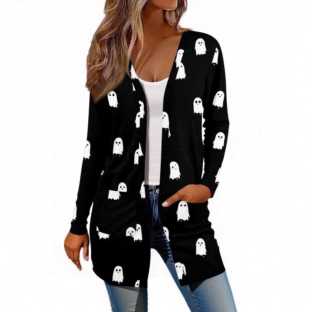 Women's Long Sleeve Cardigan Casual Jacket With Pockets Top
