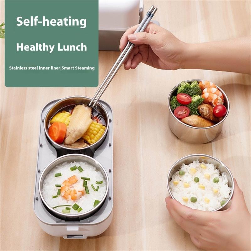 Electric Lunch Box Double Layer Insulated Food Heater for Dormitory Kitchen Office Travel Food Storage Container