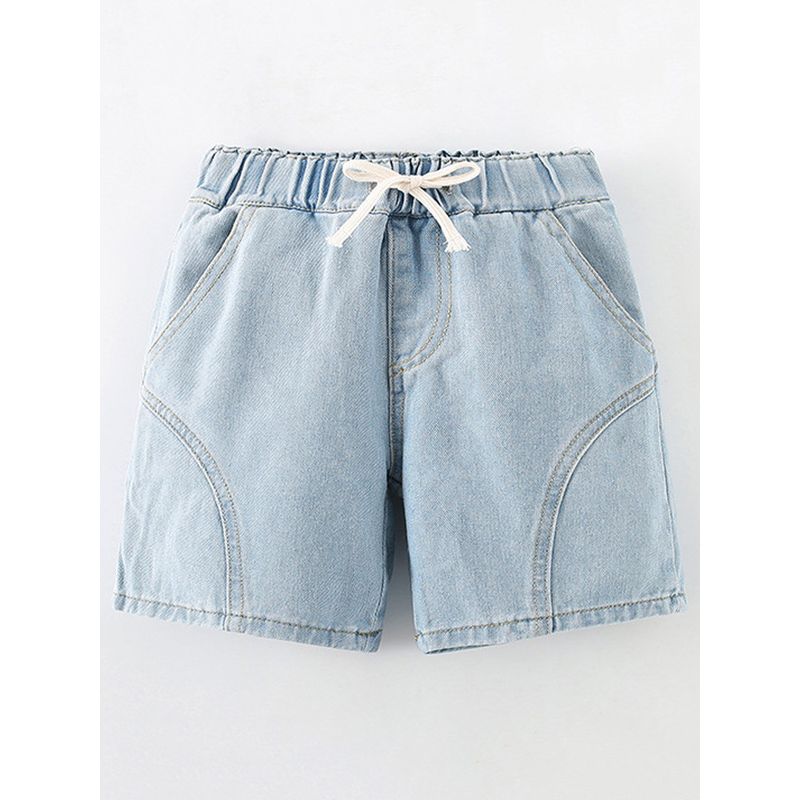 Boys' Denim Shorts, Summer Light-Colored Five-Point Pants, 2025 New Children's Clothing, Soft Thin Casual Pants for Young Children