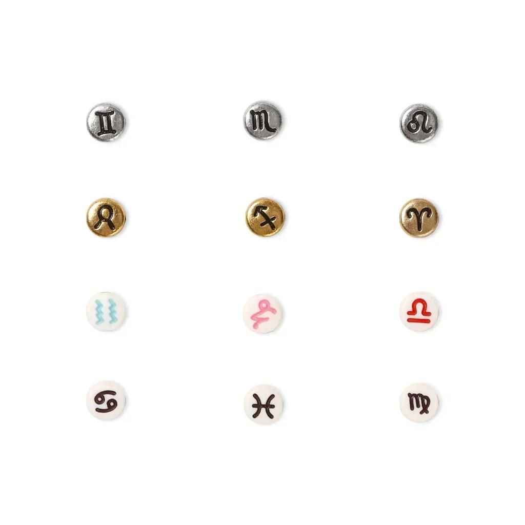 100-500PCS Acrylic Zodiac Beads Round Flat Loose Spacer Constellation Beads For Jewelry Making Diy Bracelet Necklace Accessories