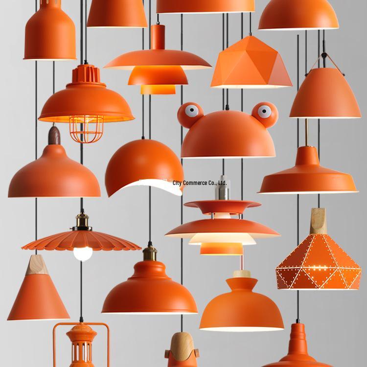 Orange Nordic Industrial Pendant Light for Restaurants & Bars