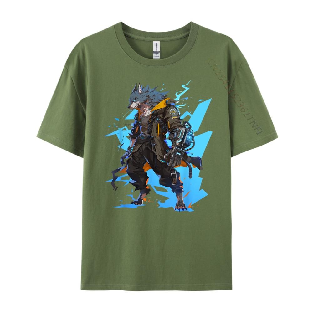 Cyberpunk Wolf Future Legend Harajuku Tee Shirt Men Tee Shirt Cute Oversized T Shirt Sale