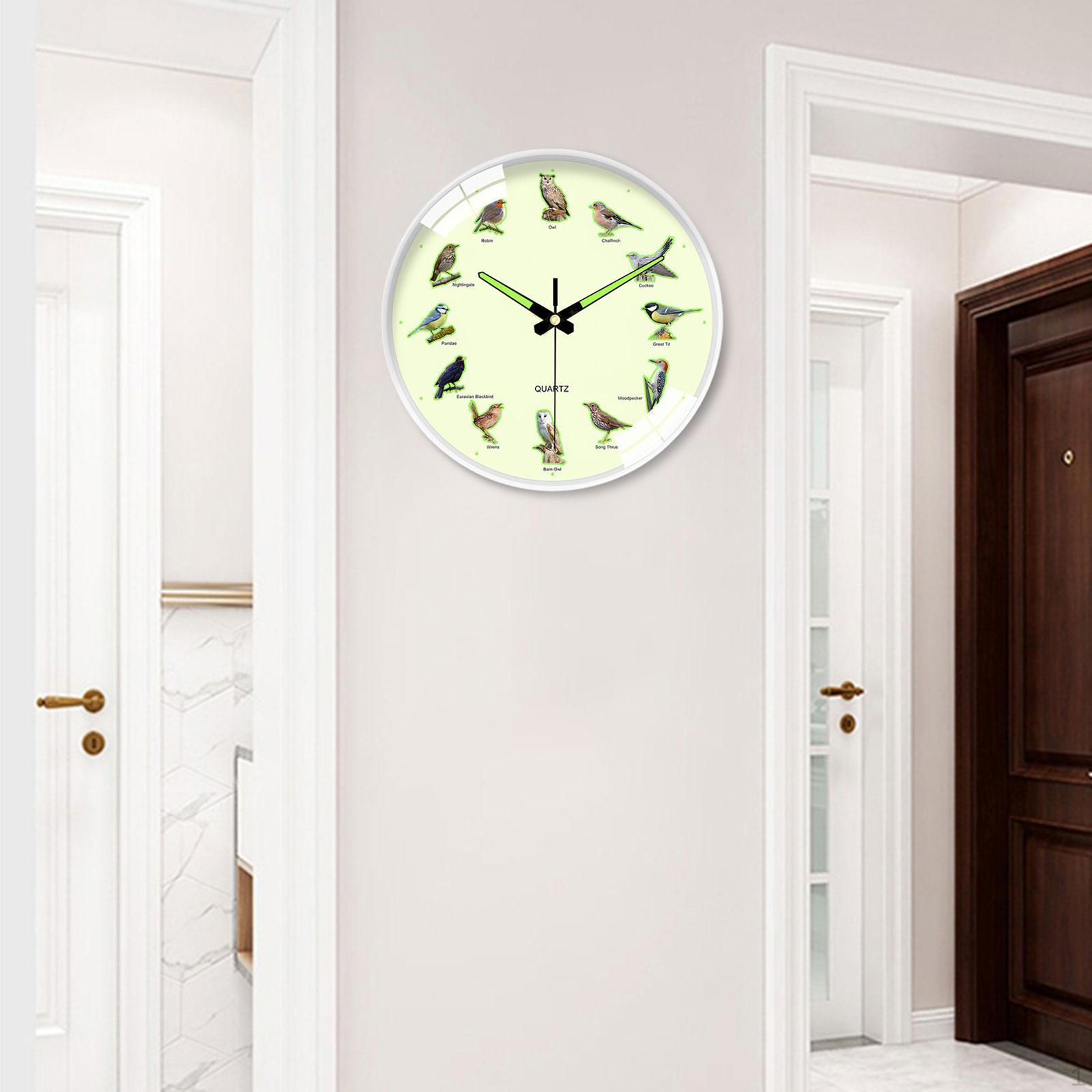 

Настенные часы на тему птиц, светящийся в темноте декор-орнамент для ванной комнаты, фермерского дома, кабинета белый
