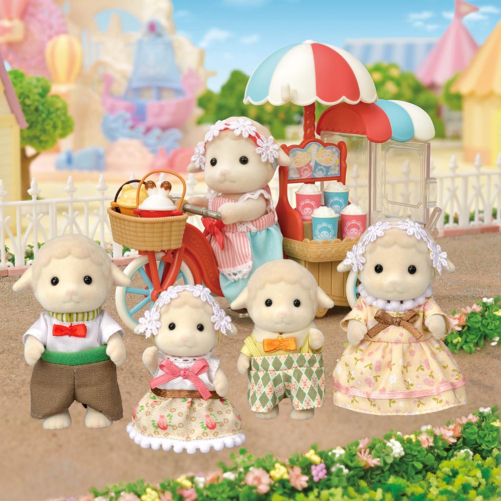 [toytron] Sylvanian Families Popcorn Bicycle Set & Sheep Family Figures by toytron