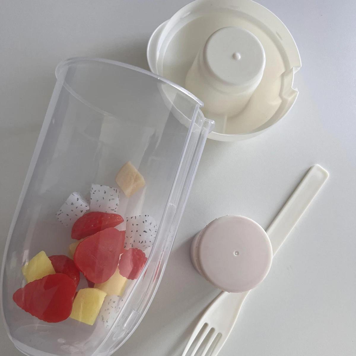 

1 шт. - Портативный стакан-шейкер для салата – Герметичный, легкий контейнер для салата с вилкой, идеально подходит для пикников, работы и школы прозрачный