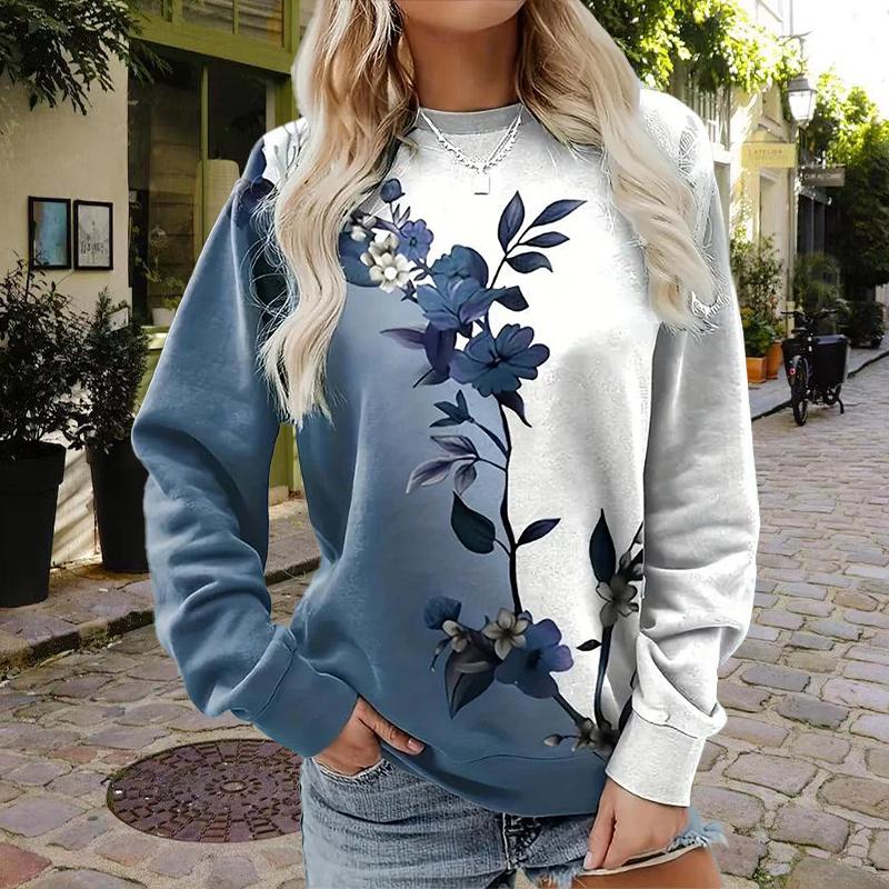 Fall Autumn Women'S Fashion O Neck Long Sleeve T-Shirt Loose Clothes Beauty Skeleton Print T Shirt For Girls Street