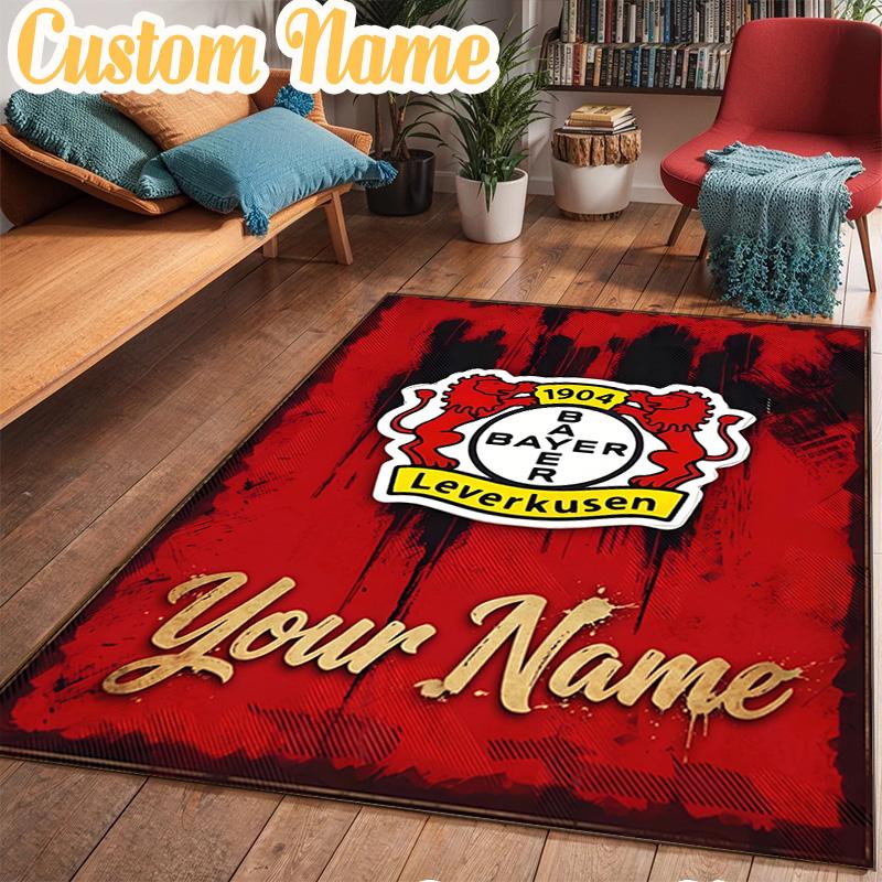 Custom Name Bayer Leverkusen Crest Rug Office Rug Chair Mat Non Slip Carpet Rugs for Bedrooms Dining Room Living Room Home Decor Gifts