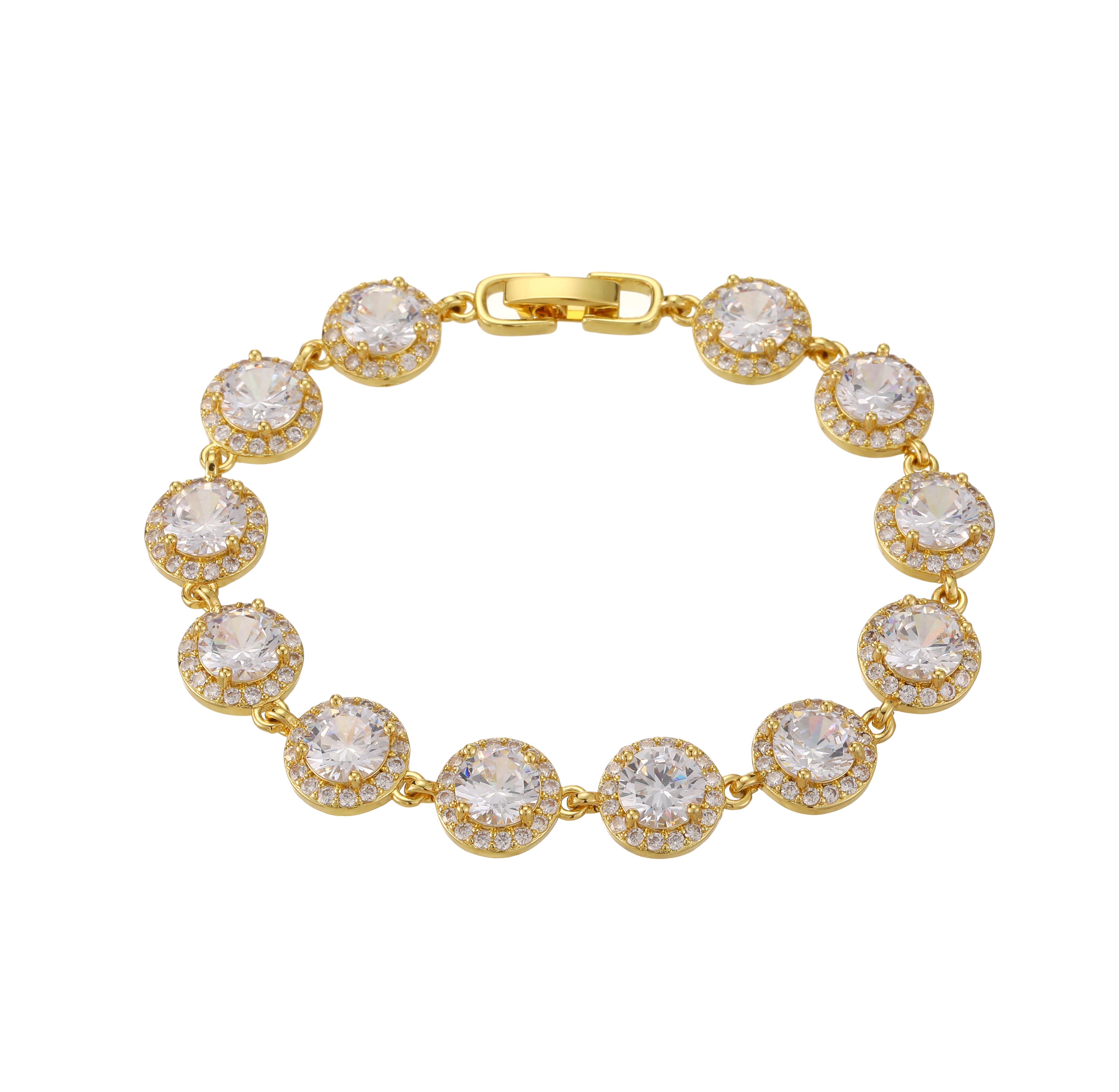 

HECHENG, Crystal Bracelet For Women Rhinestone Zircon Round Stone Bracelets Bangles Exquisite Zircon Gift 18cm