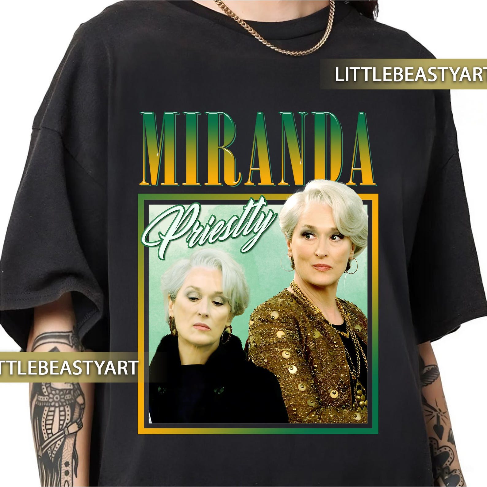 Meryl Streep as Miranda Priestly retro vintage Rap Tee shirt S