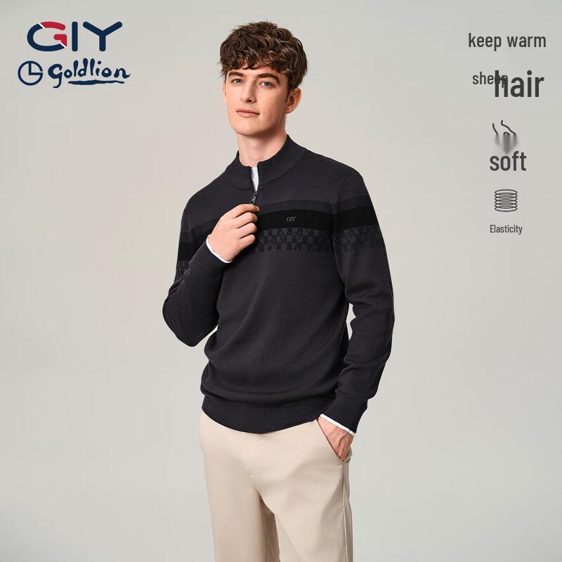 Goldlion Men s Lamb Wool Half-Zip Knit Sweater M