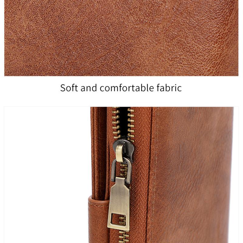 Multifunctional Women's Wallet Retro Oil Wax Leather Long Wallet Simple Large Capacity Card Bag