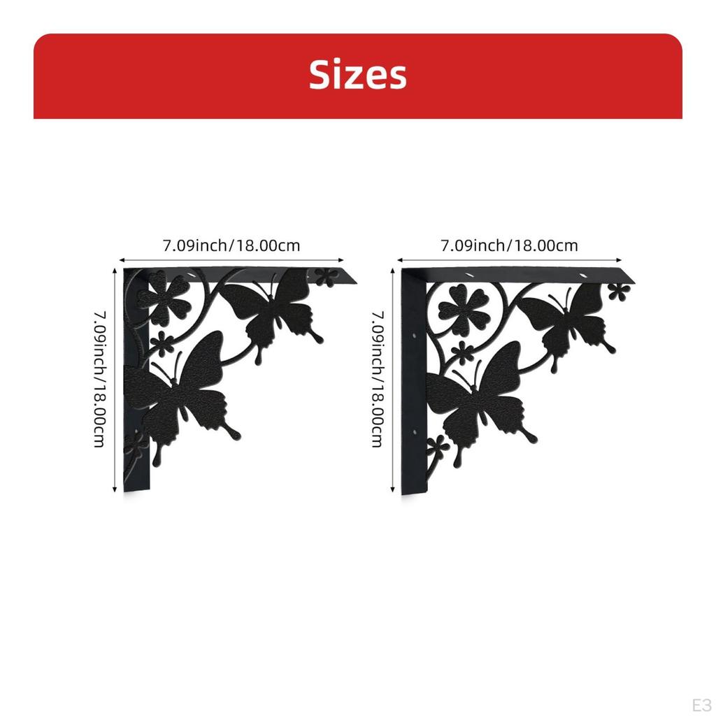 Shelf Bracket Decorative L Black Coated Angle Brackets for Home Improvers, Homeowners,