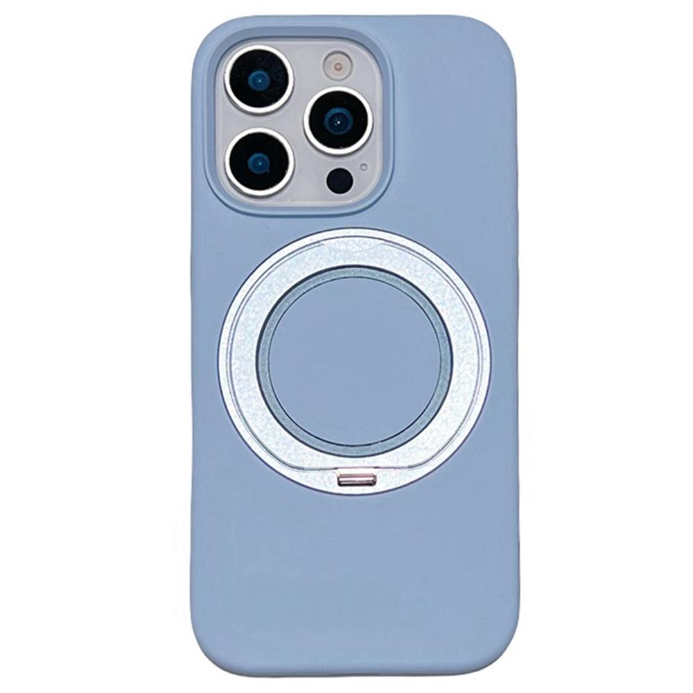 

For iPhone 16 Pro Case Rotating Kickstand Liquid Silicone Phone Case Compatible with MagSafe Blue